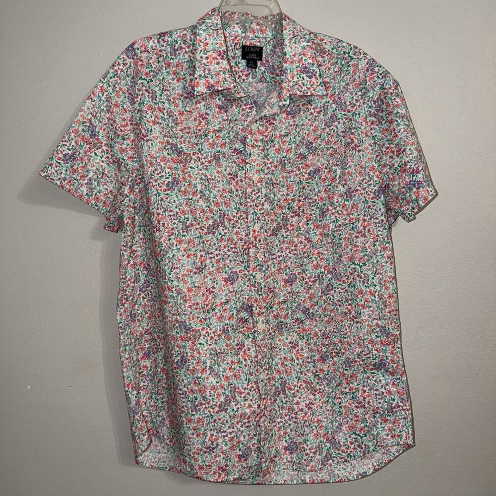 J. Crew Button Up Shirt Womens Floral Flex Washed Size XL Spring‎ Flowers
